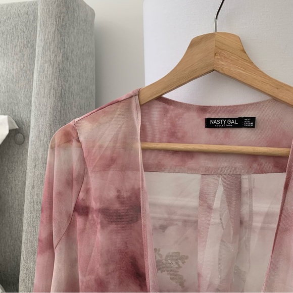 NASTY GAL | Tie dye plunge tie front blouse - Picture 7 of 9